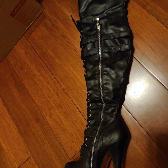 Black Bebe Over-The-Knee Stiletto Boots Women's size 7 - Picture 8 of 15